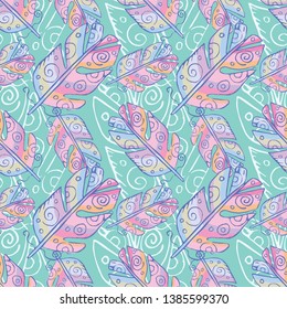 beautiful seamless pattern with a beautiful graphic feather