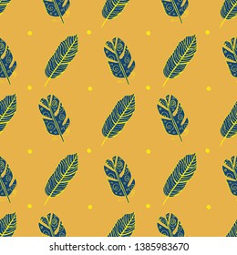 beautiful seamless pattern with a beautiful graphic feather