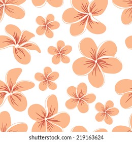 Beautiful Seamless Pattern of Hand Drawn Plumeria Flowers for Your Perfect Design