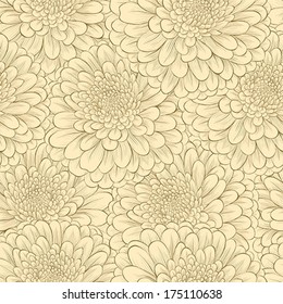 Beautiful seamless pattern with hand-drawn flowers in vintage colors