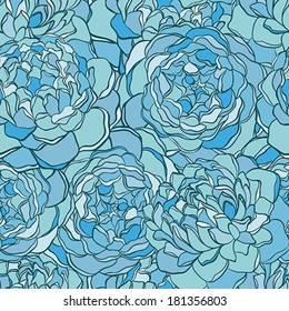 Beautiful seamless pattern with hand-drawn flowers