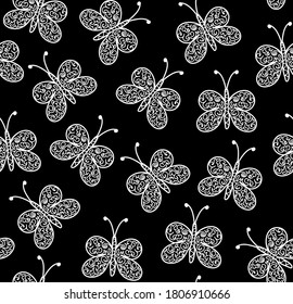 Hermoso patrón impecable con mariposas escritas a mano