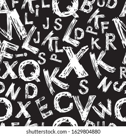 Beautiful seamless pattern. Handwritten font and letters. Vector graphics. Can be used for branded packaging, fabric.