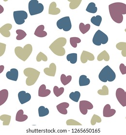 Beautiful Seamless Pattern With Heart Different Color. Elements are not cropped. Pattern under the mask. Perfect design for textile, box, posters, cards, web etc.