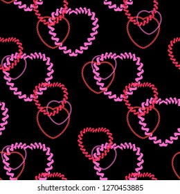 beautiful seamless pattern with heart on a black background for Valentine's day