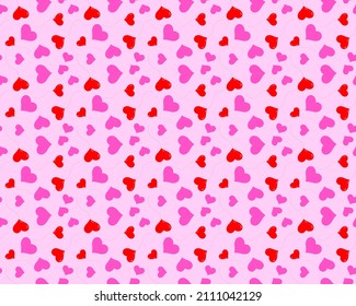 Beautiful seamless pattern with hearts on a pink background. Valentine's day wallpaper. Vector illustration