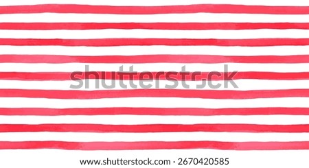 Beautiful seamless pattern with horizontal red watercolor stripes. hand painted brush strokes, striped background. Vector illustration.