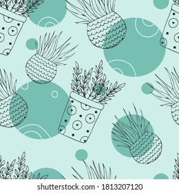 
Beautiful seamless pattern with houseplants. Vector illustration.
