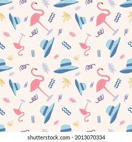 Beautiful seamless pattern with icons and design elements cute animals