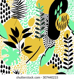 Beautiful seamless pattern with ink flowers. Bright illustration, can be used for creating card, invitation card for wedding, wallpaper and textile.