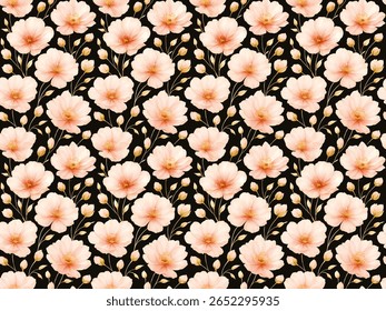 Beautiful seamless pattern with japanese flowers, paradise flowers, magnolias, spring wallpaper, branches. Perfect for wallpapers, web page backgrounds, surface textures, textile.