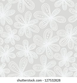 Beautiful seamless pattern with lace flowers. Elegant floral background. Vector illustration