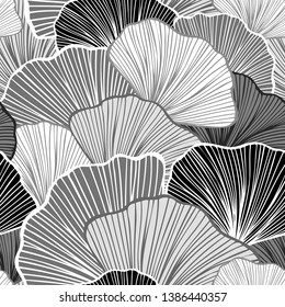 Beautiful Seamless pattern with leaves or with abstract shrubs in grey silver colors for wallpaper or for  textile  fashion drapery clothes or for decoration package or other things