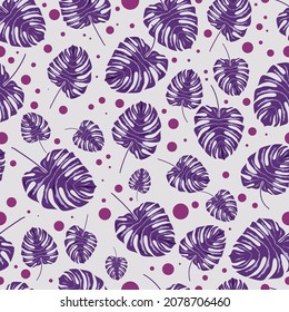 Hermoso patrón impecable con hojas y círculos. Ilustración vectorial para impresión, tela, cubierta, embalaje, decoración interior, decoración de blogs y otros proyectos.