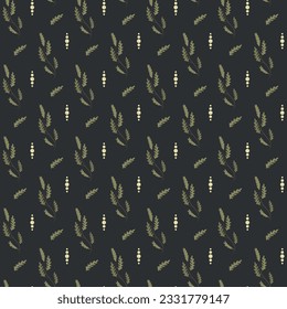 Beautiful seamless pattern with leaves on a dark background