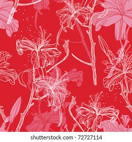 beautiful seamless pattern with lilies