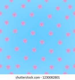 beautiful seamless pattern with lots of pink stars isolated on blue background. starry sky.