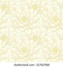 Beautiful seamless pattern with lotus flowers. Hand-drawn contour lines and strokes.