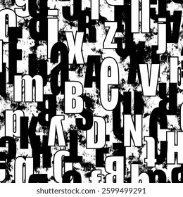 Beautiful seamless pattern made up of fonts,