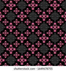 Beautiful seamless pattern. Modern background pattern. Textile design texture. Black and pink color. Wrapping paper design. Vector.