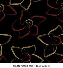 Beautiful seamless pattern with multi-colored flowers on black background. Blossom floral seamless pattern. Vector image.