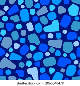 Hermoso patrón impecable con piedras multicolores sobre fondo azul. Imagen vectorial.