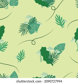 beautiful seamless pattern of mushroom leaves