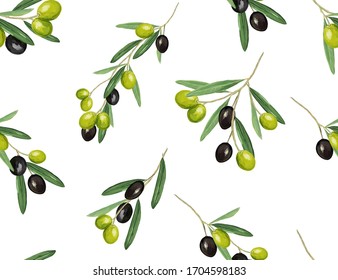 Beautiful seamless pattern with olive branches. Elegant vector background for your design.