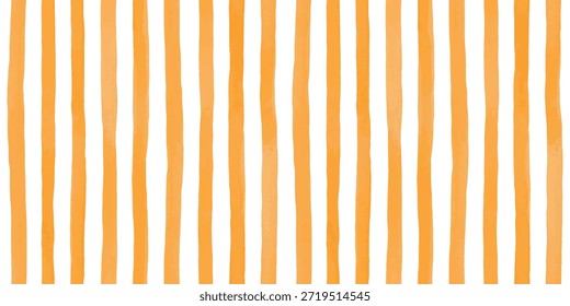 Beautiful seamless pattern with Orange yellow watercolor stripes. hand painted brush strokes, striped background. Vector illustration.