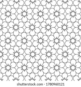 Beautiful seamless pattern of outline drawing flowers isolated on white background. Suitable for wrapping paper, wallpaper, fabric, backdrop and etc.