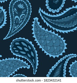 Beautiful seamless pattern with paisley. Traditional print. Textile design texture.Tribal ethnic paisley vintage seamless pattern.	
