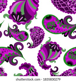 Beautiful seamless pattern with paisley. Traditional print. Textile design texture.Tribal ethnic paisley vintage seamless pattern.	