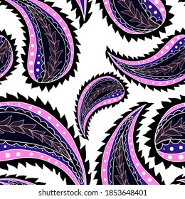 Beautiful seamless pattern with paisley. Traditional print. Textile design texture.Tribal ethnic paisley vintage seamless pattern	