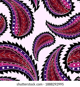 Beautiful seamless pattern with paisley. Traditional print. Textile design texture.Tribal ethnic paisley vintage seamless pattern	