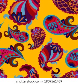Beautiful seamless pattern with paisley. Traditional print. Textile design texture.Tribal ethnic paisley vintage seamless pattern	