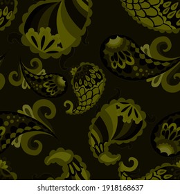 Beautiful seamless pattern with paisley. Traditional print. Textile design texture.Tribal ethnic paisley vintage seamless pattern	
