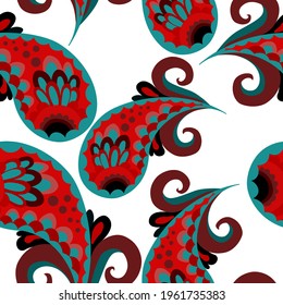 Beautiful seamless pattern with paisley. Traditional print. Textile design texture.Tribal ethnic paisley vintage seamless pattern	