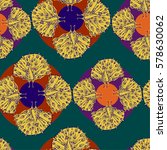 Beautiful seamless pattern Peacock . Vector illustration of bird. Peacock with a huge tail, front view.