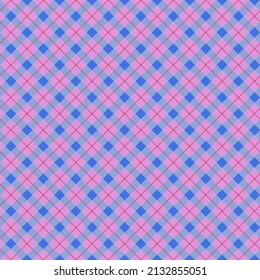 Beautiful seamless pattern Pink and blue checkered Design For Wallpaper, Decoration, gift wrapping paper and fabric patterns.