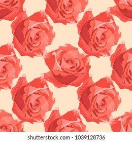 Beautiful seamless pattern with pink,red roses.background. Summer Vector illustration .Print for book covers, textile,fabric,wrapping gift paper