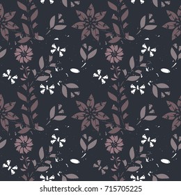 Beautiful seamless pattern with plants and decorative details. Vector image can be used for design fabric, linens, kids clothes, greeting cards and more creative designs.