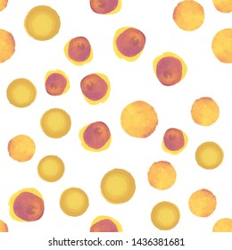 Beautiful Seamless Pattern Polka Dot are Violet and yellow colors. Perfect for your design, textile, pattern fills, box, posters, cards, web page background etc. Pattern under the mask. Vector.