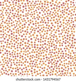 Beautiful Seamless Pattern Polka Dots of yellow with purple colors. Perfect for your design, textile, pattern fills, box, posters, cards, web page background etc. Pattern under the mask. Vector.