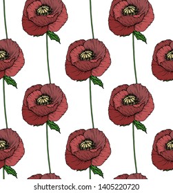 beautiful seamless pattern with poppy flower for wallpapers textile or your design vector isolated