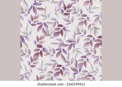  Beautiful seamless pattern beautiful purple flower and leaves Premium Vector