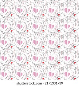 beautiful seamless pattern with a red heart on a white background