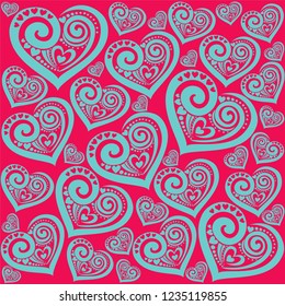 Beautiful Seamless pattern with red hearts. Background romantic design. For greeting cards and invitations of the wedding, birthday, Valentine's Day, mother's day. Vector Illustration eps.10