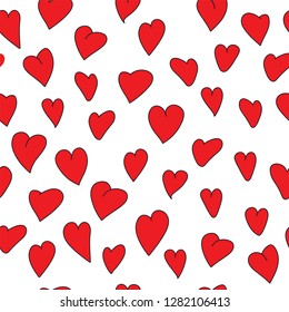 Beautiful seamless pattern with red smalle hearts. Background romantic design. Design elements for Valentine's day.