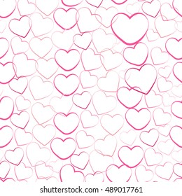 Beautiful seamless pattern with romantic hearts on the white background. Love vector background. Perfect for cover, card, fabric, wall paper, wrapping and interior design. 