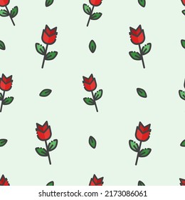 Hermoso patrón impecable con flores de rosa y hojas
